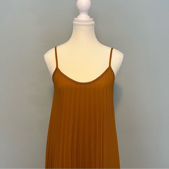 See You Monday Pleated Slip Dress Size Medium in Rust - Picture 2 of 6
